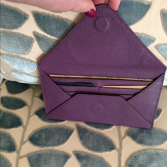 Otto Angelino Plum Leather Envelope Wallet/Clutch - Picture 2 of 3
